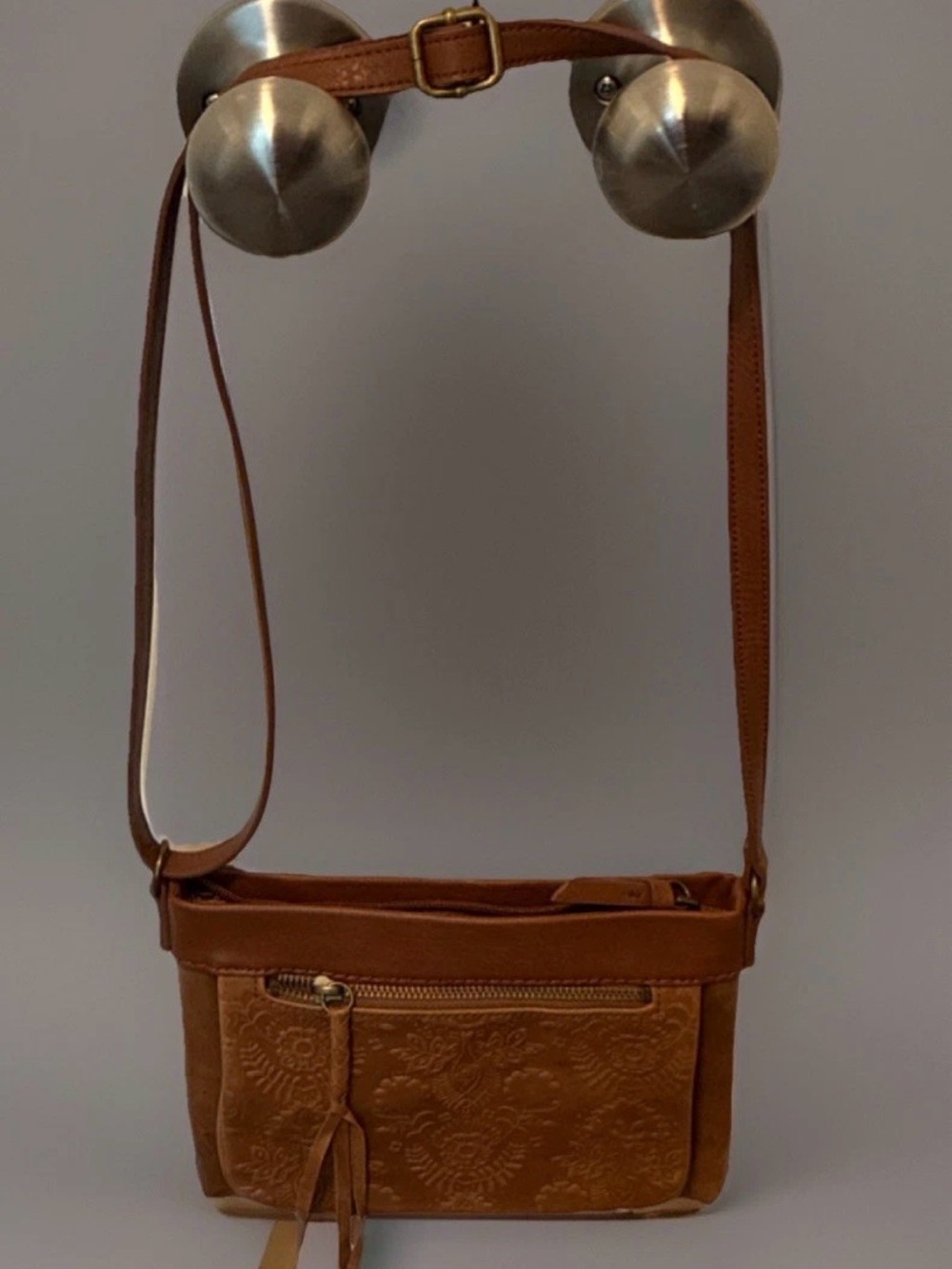 The Sak Embossed Floral Leather Crossbody Bag - Brown